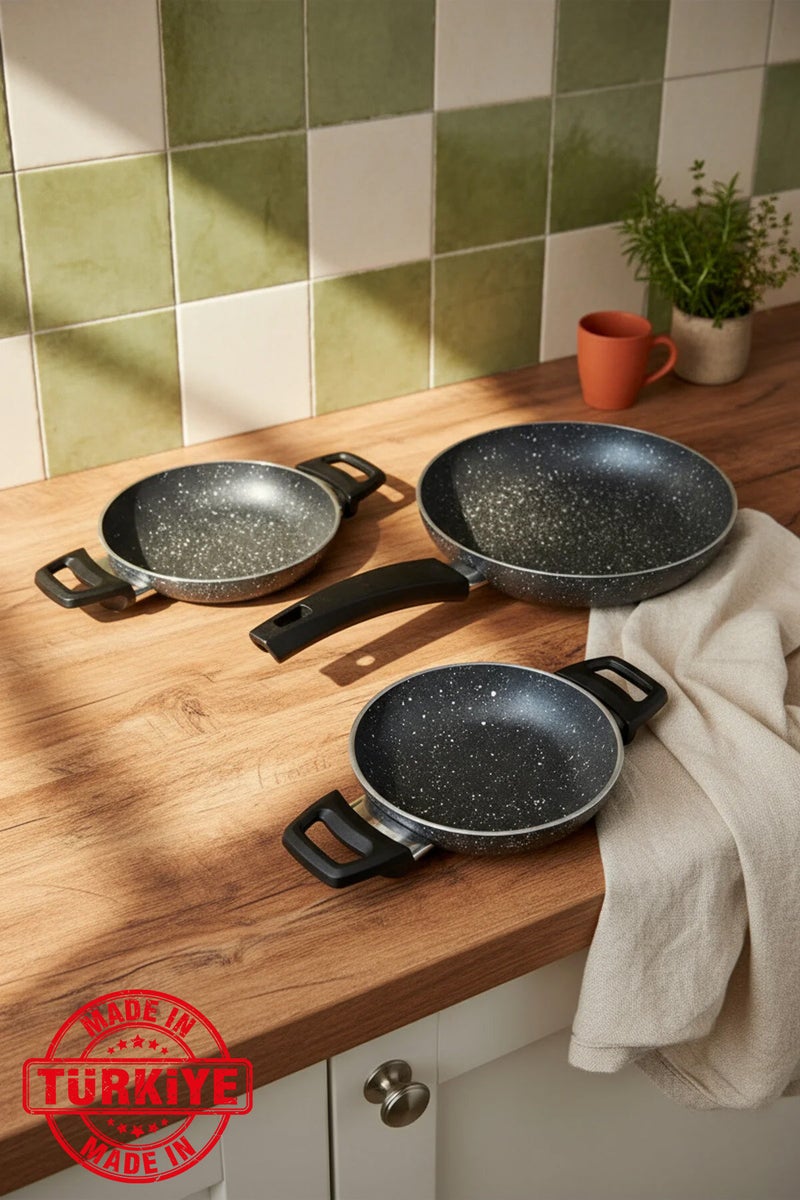 Bernardo Athelas 3-Piece Pan and Saucepan Set Black (Made in Turkey) - Image 1